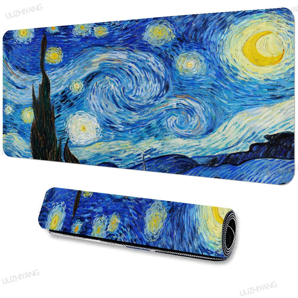 

Van Gogh s Starry Night Painting Mouse Pad Large Gaming Mousepad XXL Keyboard Office Table Mats Anti-slip Mousepad Long Desk Mat 30x60x0.3cm