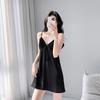 1011 new ice silk suspender nightdress two-piece set with chest pad lace lace sexy pajamas women