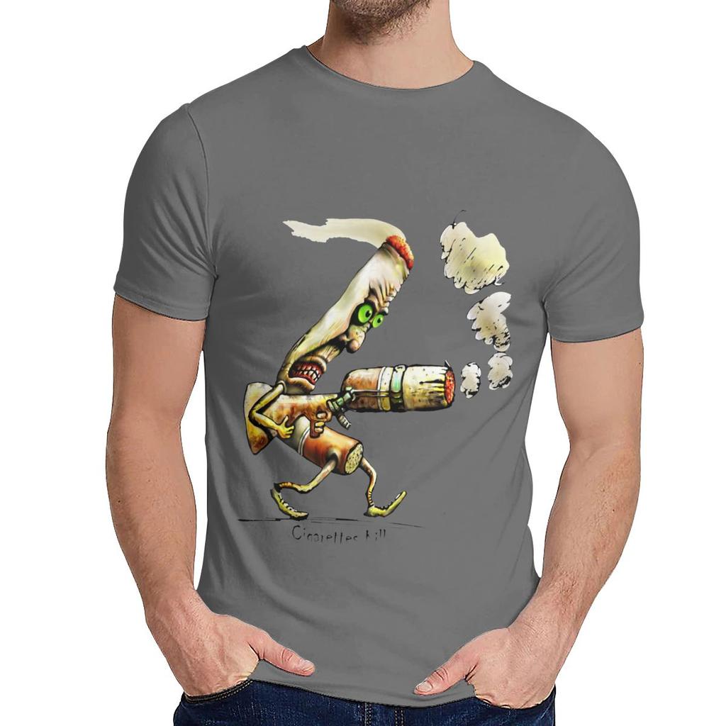 Streetwear Cigarettes Kill T Shirt Men Crazy Organic Cotton Camiseta Crewneck