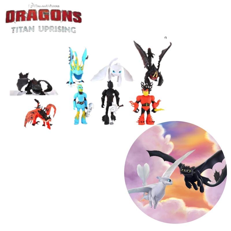 Dragon Toy Set 8-piece Night Fury Pvc Figures For Kids 4-6)