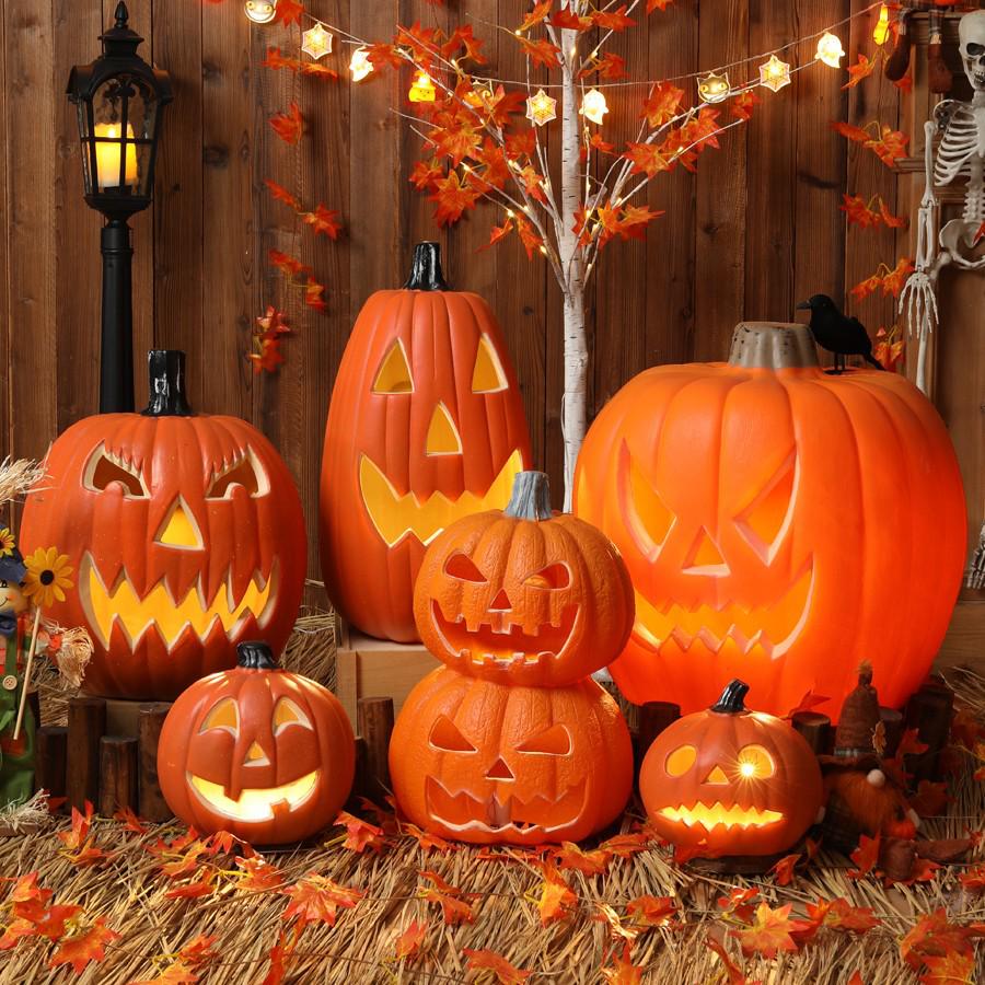 Halloween Pumpkin Lantern Decorations & Photo Props Set