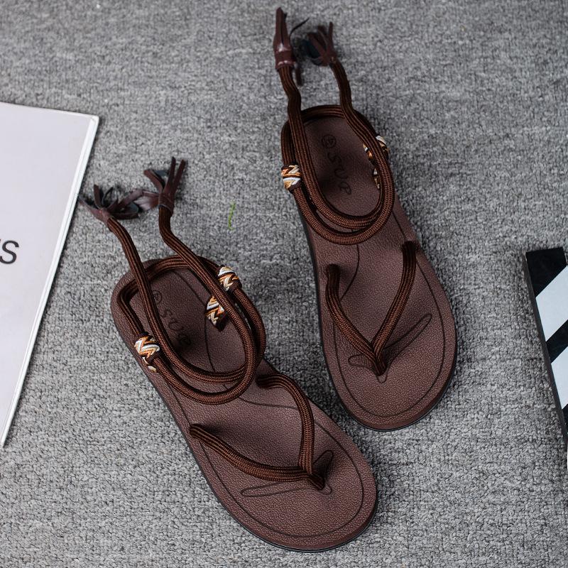 Beach Sandals Men's Simple Fashion Foreign Trade Couple Shoes Large Size Bag Head Slippers Fashion Two-color Cool Slippers