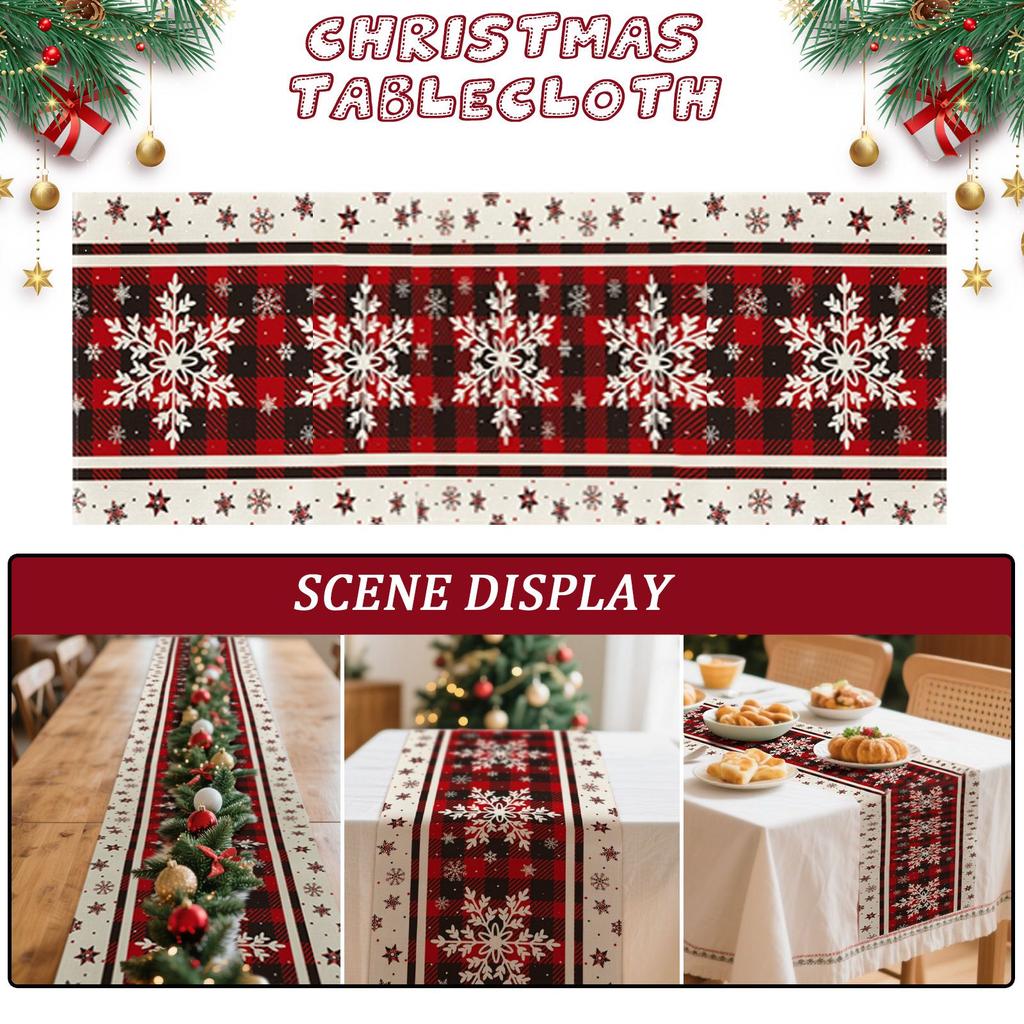 Koc w kratę Świąteczny bieżnik na stół, Sezonowa zimowa dekoracja stołu kuchennego, Odpowiedni do dekoracji na przyjęcie domowe