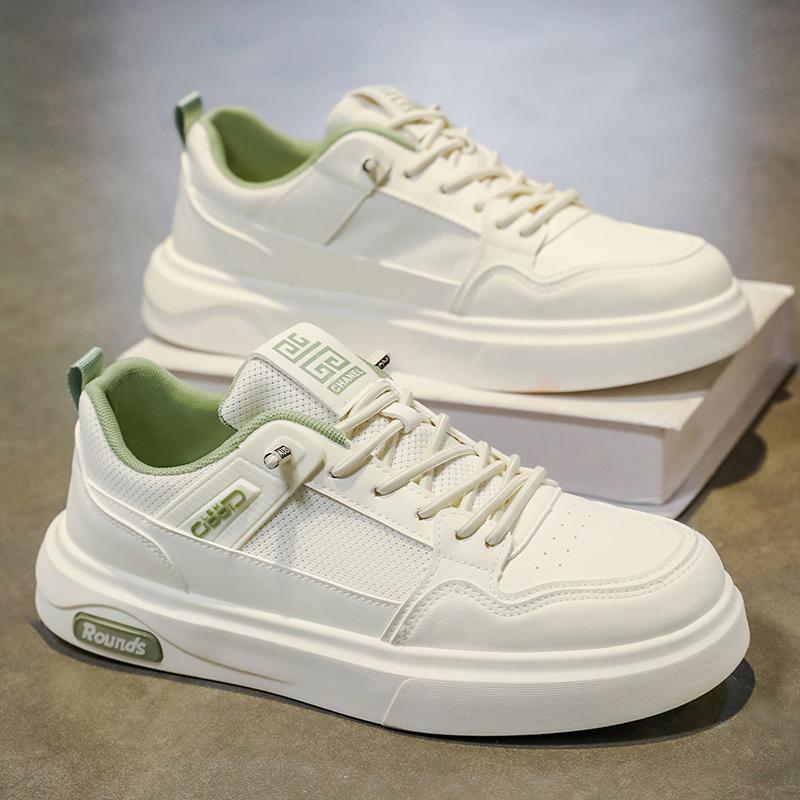 Fashion 2025 New Trendy Versatile PU Leather Shoes Men's New White Shoes Sports Leisure Board Shoes Trendy Comfortable Walking Shoes