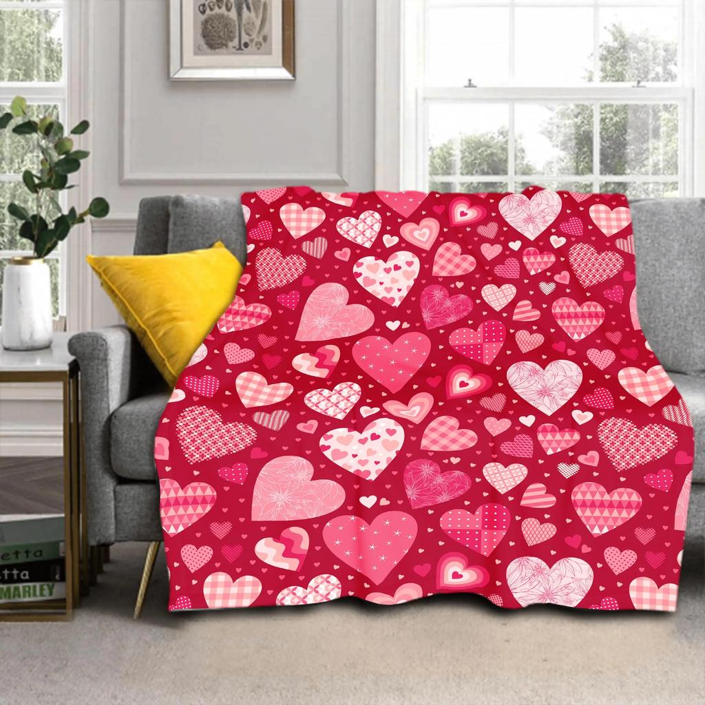 Valentines Day Blanket Kiss Me Red Lips Blanket Festival Birthday Gifts for Women Girlfriend Wife Flannel Love Throw Blankets