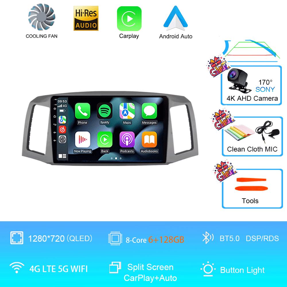 Car Radio Android 14 Carplay Auto for Jeep Grand Cherokee 2004 2005 2006 2007 Multimedia Player No 2din 2 Din GPS Navigation 4G