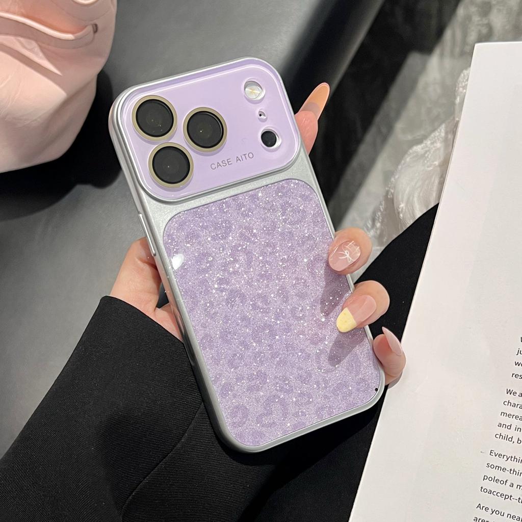 The New Second Change 17 Leopard Print Mobile Phone Case Is Suitable for iPhone17promax Glitter Large Window Apple 17 Mobile Phone Case.
