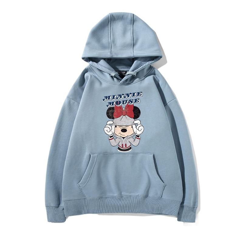 2024 Spring and Autumn Mickey Minnie Disney hoodie for male and female couples, parent-child cartoon print loose hooded clothes