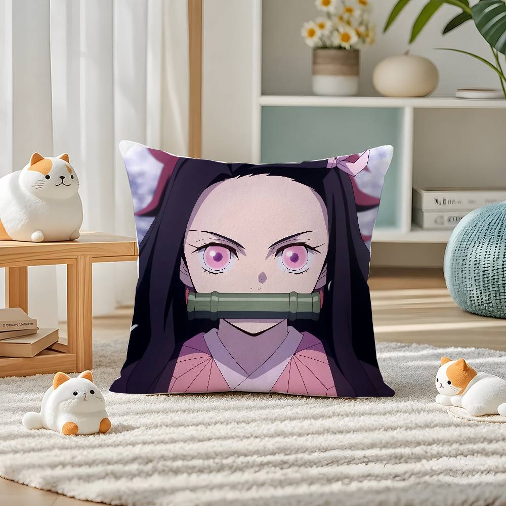 Demon Slayer Tokito Muichiro Anime Plush Pillow Cover Soft Short Plush Cushion Cover For Sofa Bedroom Home Decor Gift Decoration