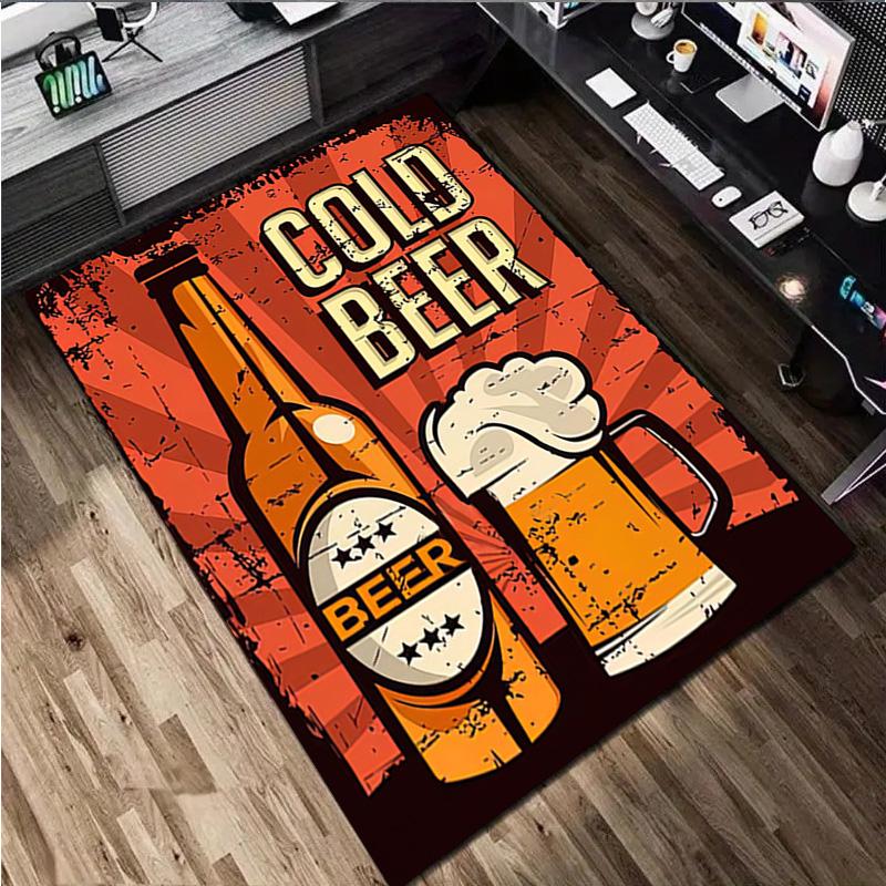 1Pc Beer Print Rug - Home Decoration Carpet For Living Room Bedroom Flooring Computer Chair Area Rug