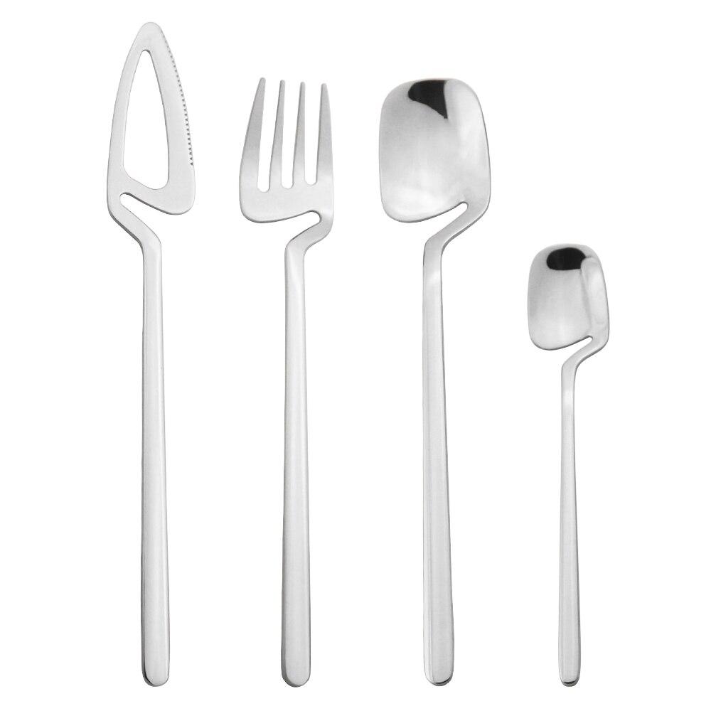 4Pcs/Set Black Dinnerware Flatware Knife Fork Spoons Cutlery Set 18/10 Stainless Steel Dinner Tableware Bar Party Silverware Set