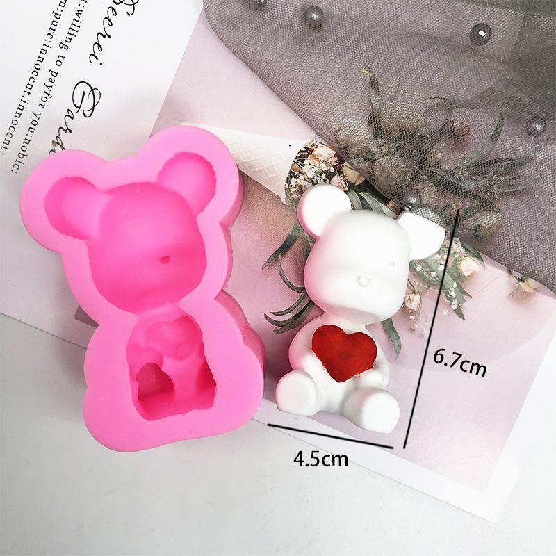 3D Bear Hug Love Silicone Candle Mold Diy Cute Bear Pet Candle Making Supplies Handmade Soap Plaster Resin Mold Home Decor Gift