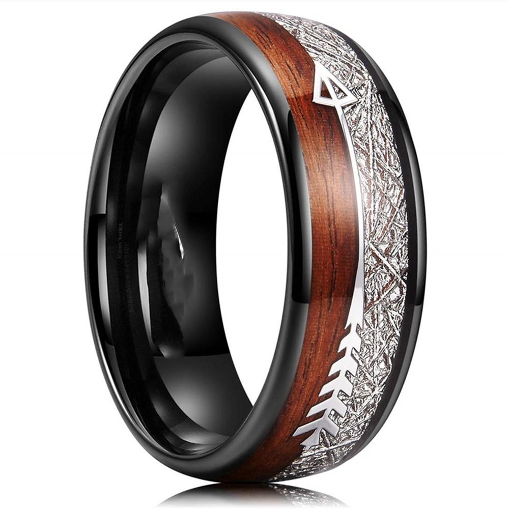 

Мужское кольцо из вольфрамовой стали 8 мм, инкрустация, гавайское дерево Коа, стрела, обручальное кольцо, мужские обещания, ювелирные изделия, подарки на годовщину
