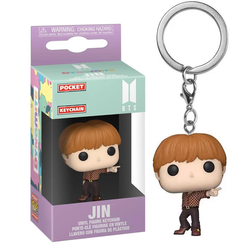 Funko POP Neuer Schlüsselanhänger Spielzeug Herren Team JUNG KOOK JIMIN Jin V J-HOPE Pocket Pop Schlüsselanhänger Vinyl Actionfigur Sammelspielzeug