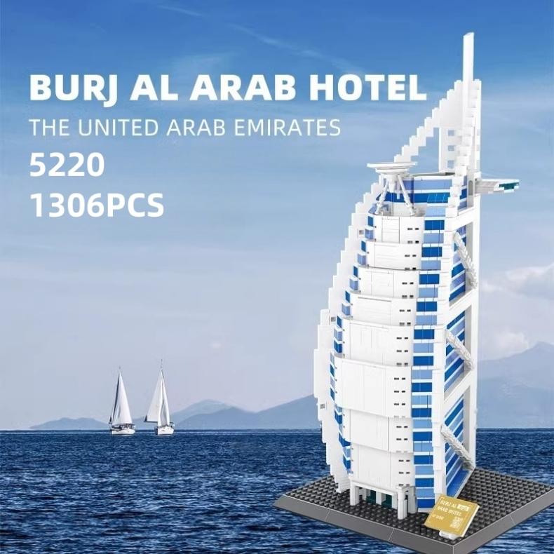 Non-Toxic 1306Pcs Al Arab Hotel Of Duba Building Blocks 5220 Construction Bricks Diy Toys For Children Toys For Adults