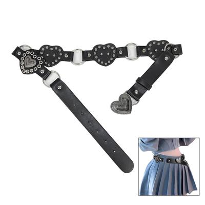 Waist Belt Engraved Buckle for Cowboy Cowgirl with Heart Vintage Belt Hot Girl WaistChain Grunge Sexy Grommet Belt