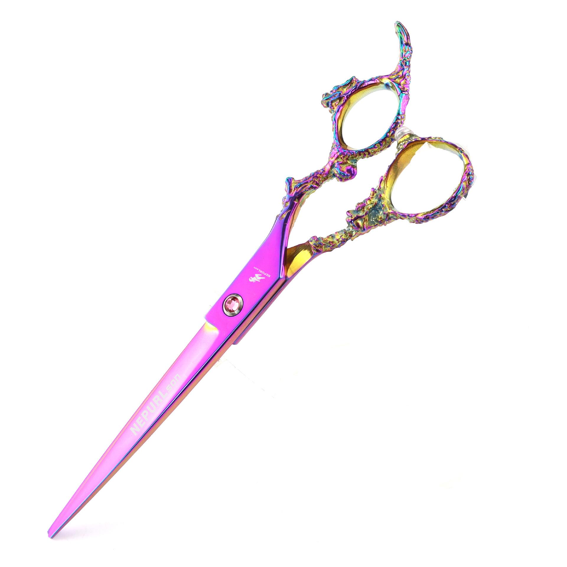 7.0  Colorful Dragon Handle Pet Grooming & Hair Cutting Scissors Set