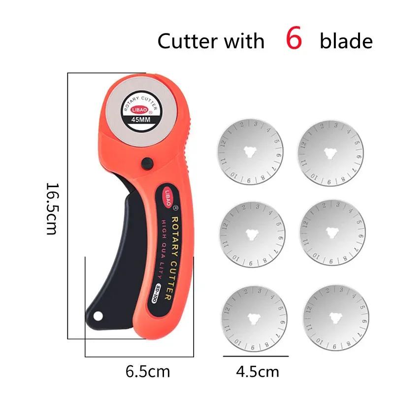 For DIY Leather Craft Orange Round Hob Fabric Leather Craft Wheel Cutter Rotary Cutter Tools with Blade and A4 Cutting Board