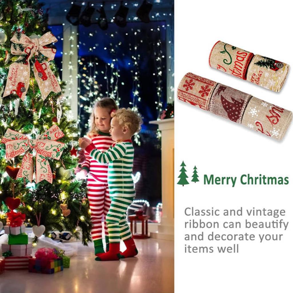 Christmas Webbing, Imitation Linen Ribbon Decoration, Bow Accessory, Snowflake Christmas Ribbon.