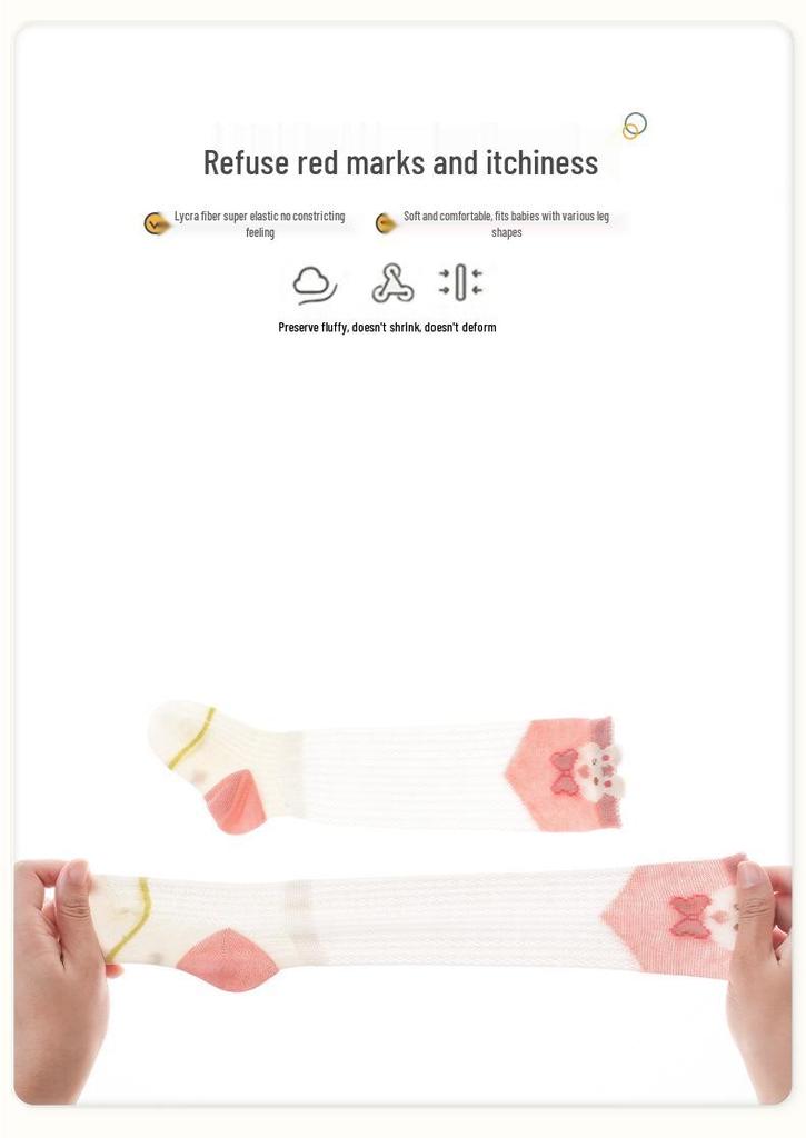 Liu Cheng Xing Breathable Cartoon Mesh Cotton Baby Knee-High Socks