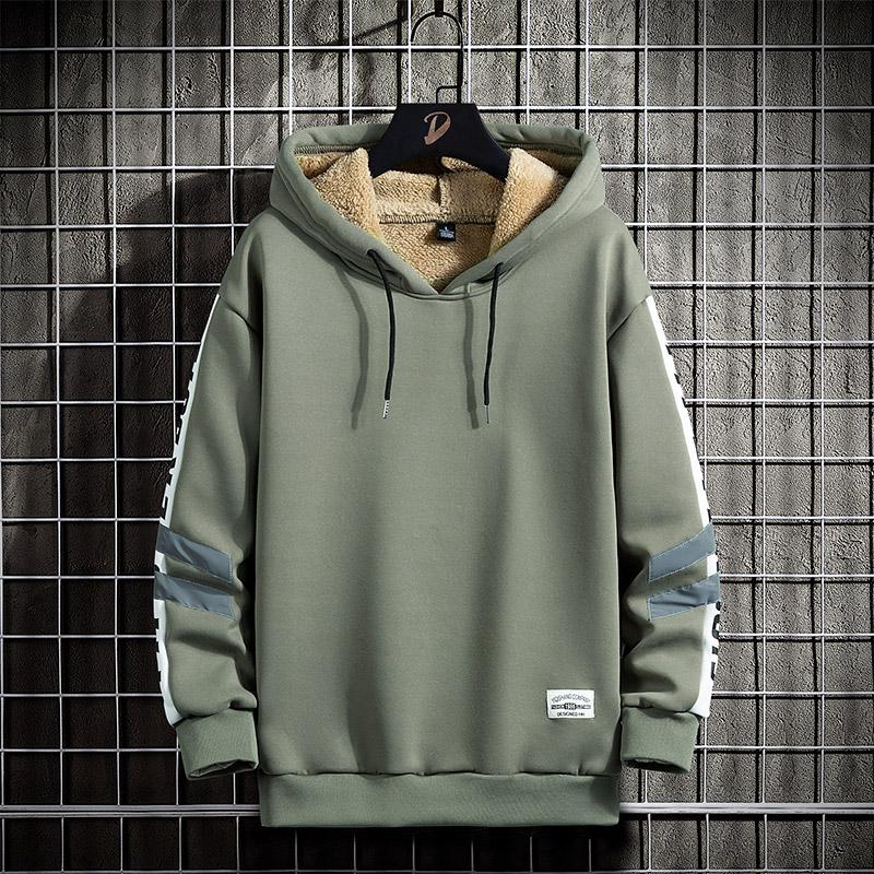 Men's Fall and Winter Large Size Hooded Pullover Warm Padded Thickened Sweater