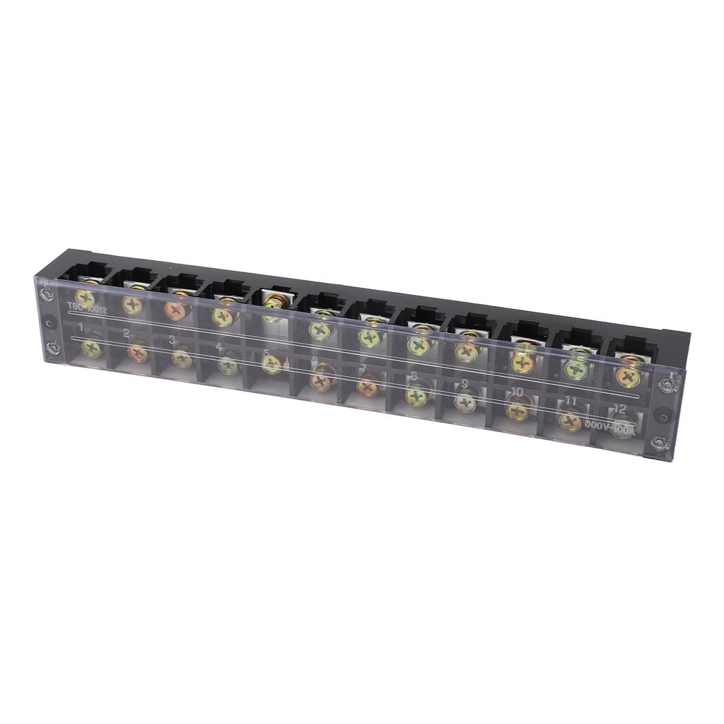 100A Terminal Strip Dual Row Large Current Wire Barrier Block Terminal Strip with Transparent Cover