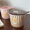 Cartoon Bear Cute Instant Noodle Bucket Household Storage Tank Large Capacity Ceramic Bowl Soup Bowl High Value Student Instant Noodle Bowl