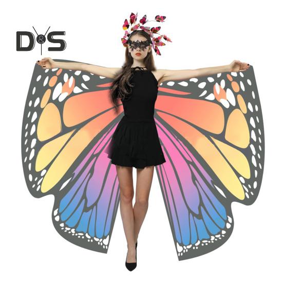 3Pcs/Set Butterfly Costume Women Wings Set Adult Girls Fancy Dress Cape Headband Lace Eyes Cover Carnival Party Accessories