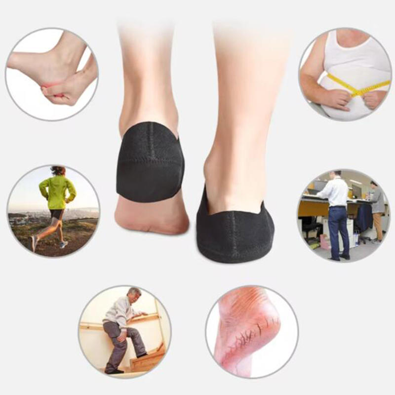 1 Pair Silicone Heel Pads Shock Absorption Relieving Leg Pressure Adjustable Straps To Prevent Slipping Insoles S/L Size