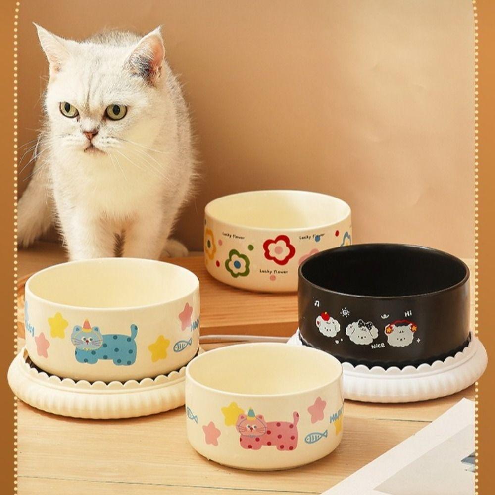 Cartoon Heated Pet Water Dispenser Constant Temperatur Intelligent Heated Dog Water Bowl Quiet Ceramics Cat Heating Bowl