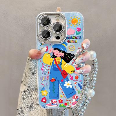 Kreskówkowa dziewczyna jest odpowiednia dla 16promax, 15 etui na iPhone'a, 14 gaza, 13 zabawne graffiti, 12 urocze i 11 niszowe