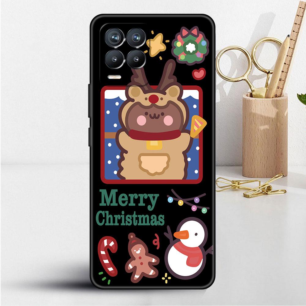 Coque pour Realme 8 C21y GT Neo 2 3 8i C21 7 C11 6 C12 C35 C3 GT 9 Pro C12 Master Funda Housse de Téléphone Bonhomme de Neige Noël Mignon