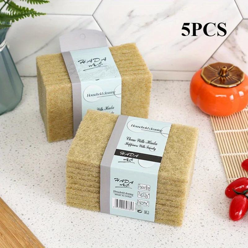 

5pcs Coconut Fiber Scouring Pads - Non-Woven, High-Quality Reusable Exfoliating Pads for Kitchen, Bathroom, Living Room Cleaning