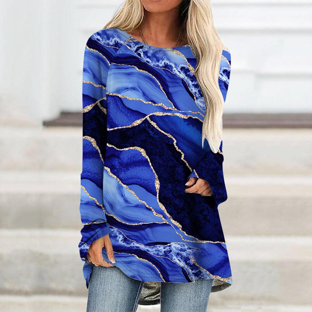 Léto Ženy Top Tričko Abstraktní Proužky Malba Potisk Volný čas Dovolená Denně Domů Dlouhý rukáv Kulatý výstřih Základní