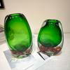 Green Vase Clear Fruit Tray Desktop Storage Container Flower Vase Double Color Transparent Terrarium Home Decoration Accessories