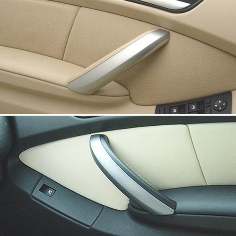 Car Inner Handle Interior Door Panel Pull Trim Cover Beige Black Left Right For BMW X5 E53 1999-2006 Car Accessories