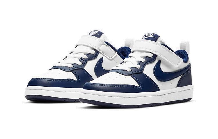 Nike Court Borough 2 White Blue Low top Skateboard Shoes Children Aged 3 7 Years Old BQ5451-107