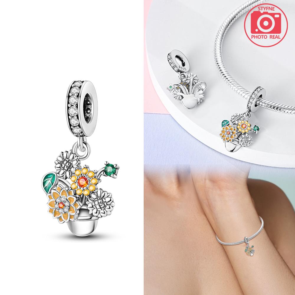 Copper Colour Sunflower Pendant Fit Charms Copper Colour Original Bracelet For Jewelry Making