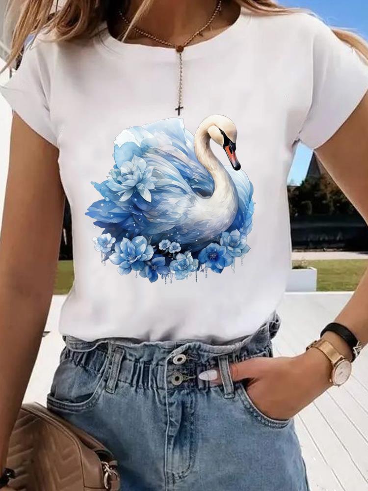 (Asian Size) style butterfly Clothing Graphic Tee Women's Top Print O-neck Fashion Female Casual T Short Sleeve T-shirts