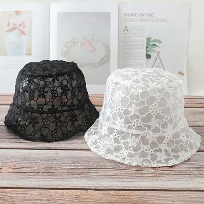 Mesh Flower Summer Hat Pure Color Caps Hollow Basin Sun Cap Lace Bucket Hat Sun Hat Female Hats