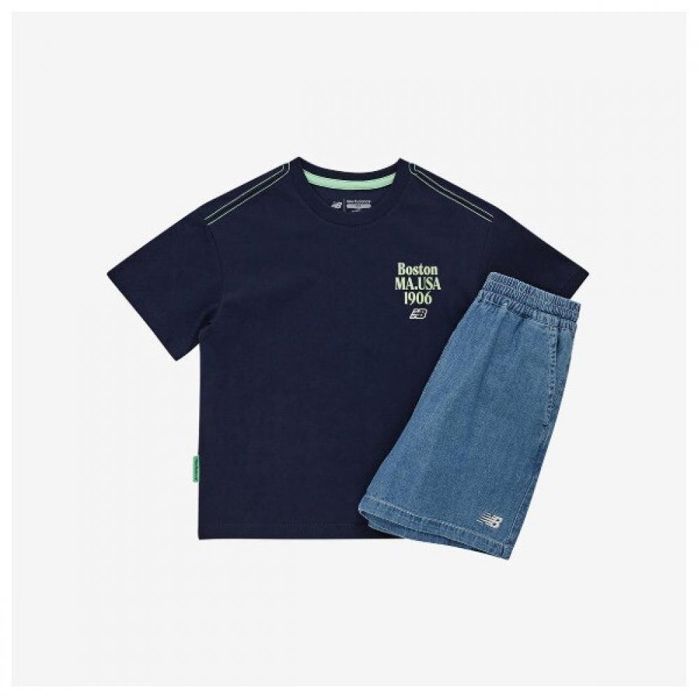 

New Balance Skys Play Denim Illustrated Short Sleeve Denim Set Up Nk9yf2 (59)Navy/100