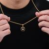 Stylish Square Pendant Necklaces for Men,Small Geometric Natural Stone Stainless Steel Pendant,Center Zircon Collars Gift
