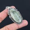Sterling Silver Moss Moss Prehnite Gemstone Ethnic Wife Art Deco Artisan Pendant