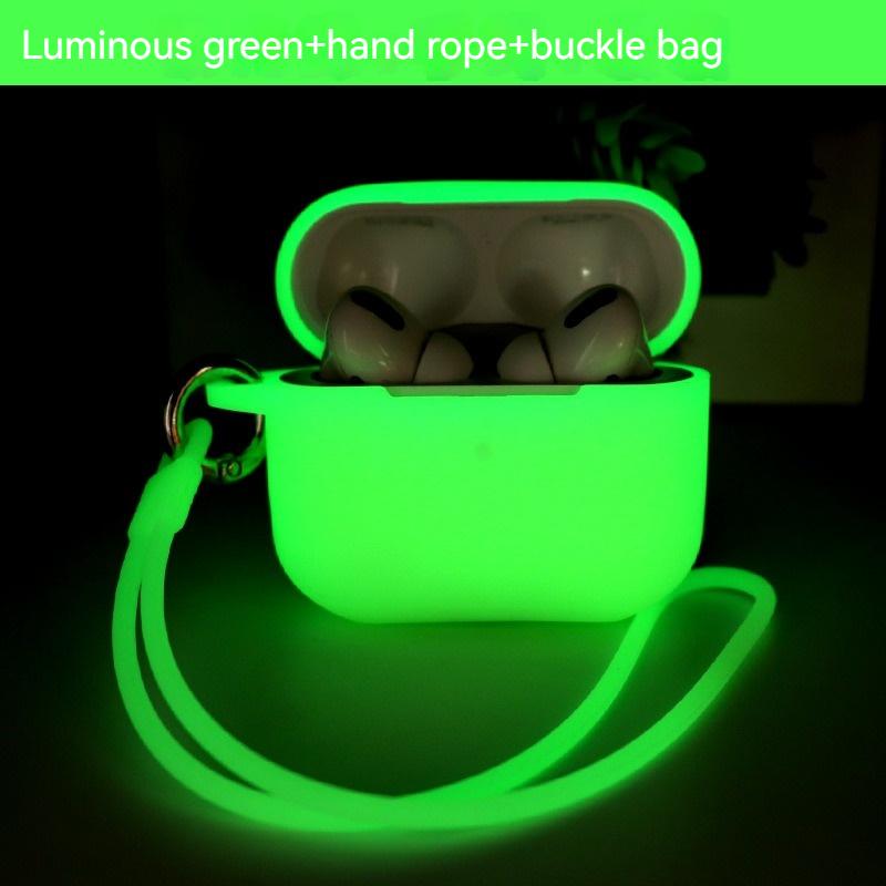 For airpods 1or2 case airpods Pro 2 airpods 3 Earphone Silicone Luminous Protective case Fluorescent Earphone case case&Airpods 1/2 зелёный