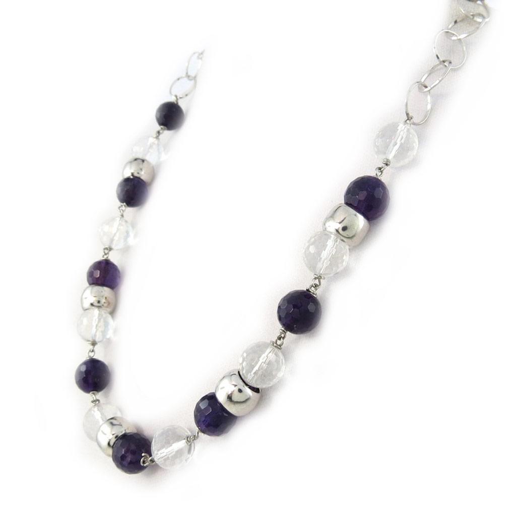 Altesse [M4123] - Amethyst 'Mineralia' Silver Necklace
