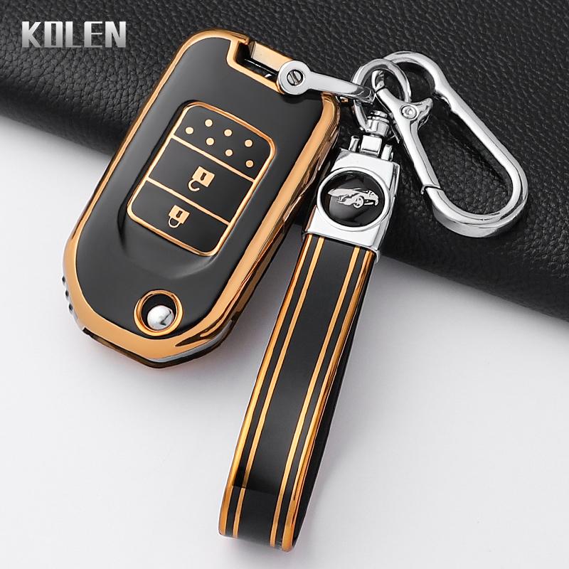 Fashion Tpu Car Folding Key Case Cover For Honda Civic Cr-V Hr-V Agreement Jade Crider Odyssey Protected Keychain Fob Shell Bag