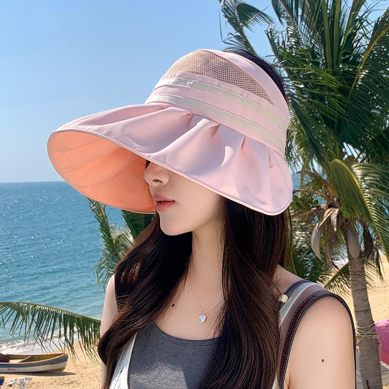 Big eaves empty top sun hat hat women's UV protection versatile face cover sun protection hat outdoor travel show washbasin hat