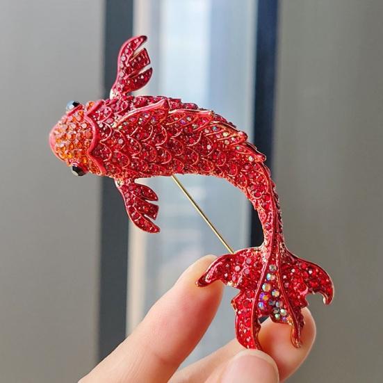 Brosche für Damen, Fischform, Strass-Dekor, rutschfest, verschleißfest, für Anzug, Mantel, Kragen, Hut, Schal, Dekoration, Kleidungsnadel, Abschlussball, Party, Kleidungsstück, Schmuck