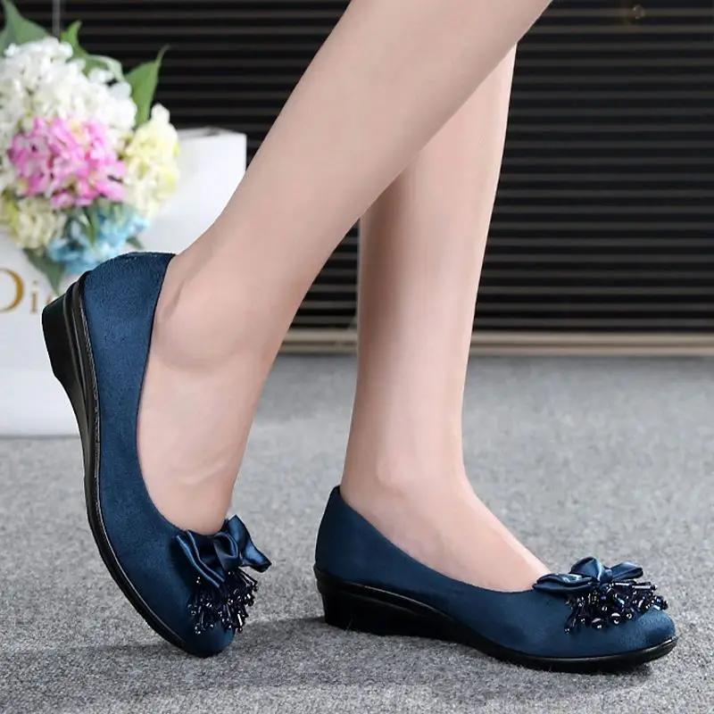 With Medium Heels Women's Shoes Office Ladies Pumps Round Toe Discount Luxury Brand Y2k on Promotion Casual 2025 Trend Spring 39