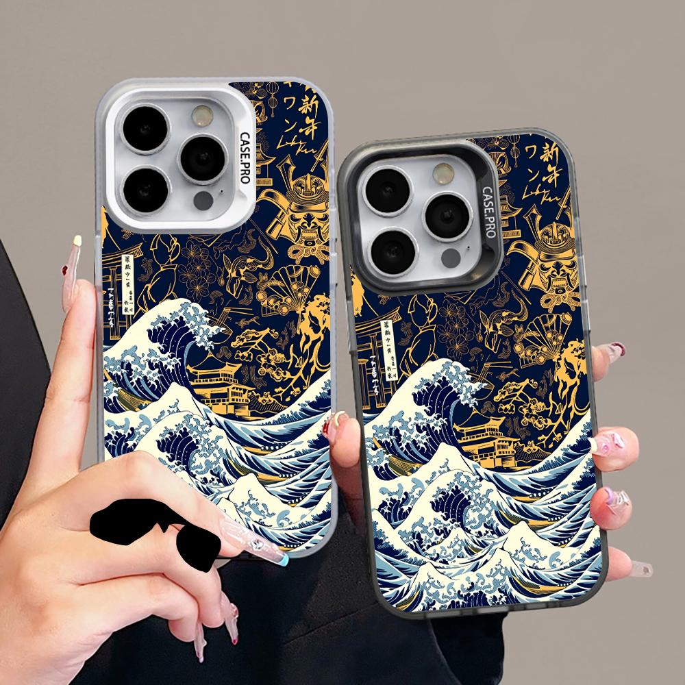 Sea Wave IMD Phone Case For Xiaomi Redmi 15C Note 14 13 12 11 10 Pro 14C 13 5G 4G Shockproof Slim Protective Silver Camera Cover